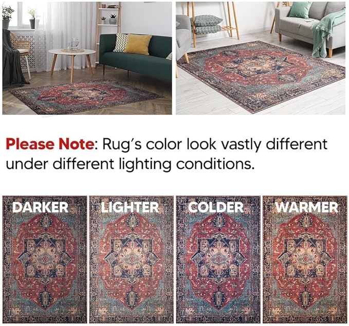 Keen Home Design 2x3 Rug - Machine Washable Entry Rug with Non-Slip Backing, Ideal for Enteryway, Kitchen, Bathroom, Laundry Room - Vintage, Easy Clean, Durable, Low Pile Rug - (2' x 3')