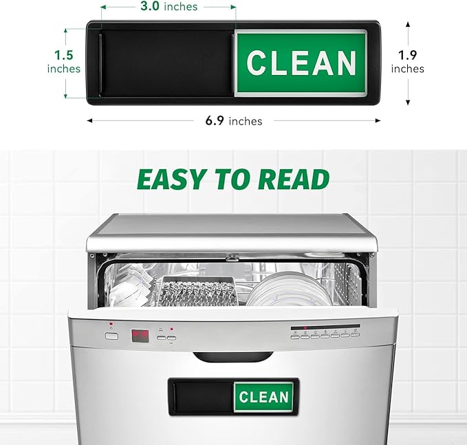 Dishwasher Magnet Clean Dirty Sign Shutter Only Changes When You Push It Non-Scratching Strong Magnet or Adhesive Options Indicator Tells Whether Dishes are Clean or Dirty (Black)