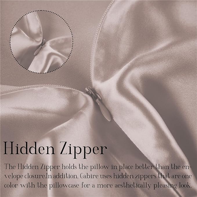 Mulberry Silk Pillow Case for Hair and Skin Prevent Acne Pillow Cases Both Sides Real Silk Pillowcases Organic Silk Pillowcase with Hidden Zipper, Apricot Grey, Queen (20"×30")