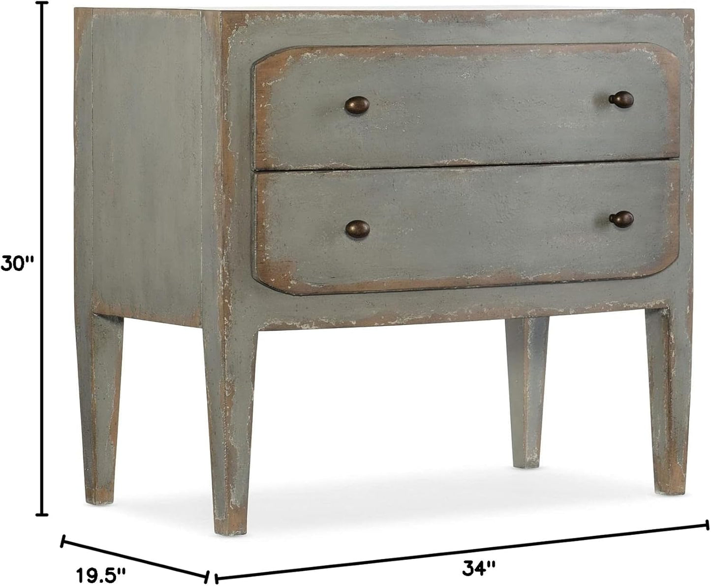 Hooker Furniture Ciao Bella Two-Drawer Wood Nightstand in Speckled Gray