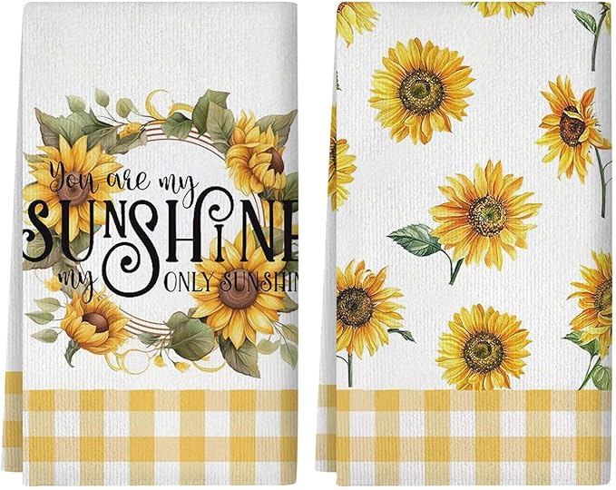 Sunflower Kitchen Towels Sunflower Kitchen Decor Floral Kitchen Towels Dish Towels Fall Kitchen Hand Towels Decorative Set 2 Pcs of 18×26 Inch