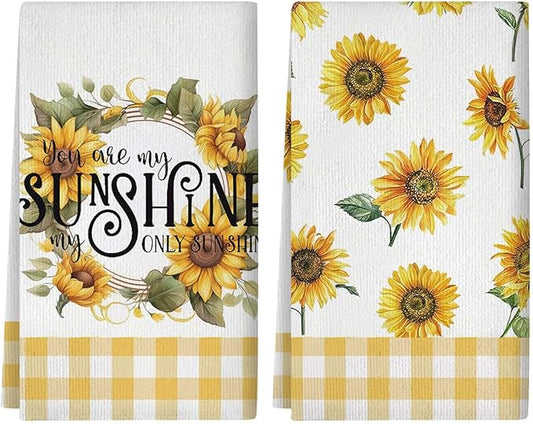 Sunflower Kitchen Towels Sunflower Kitchen Decor Floral Kitchen Towels Dish Towels Fall Kitchen Hand Towels Decorative Set 2 Pcs of 18×26 Inch