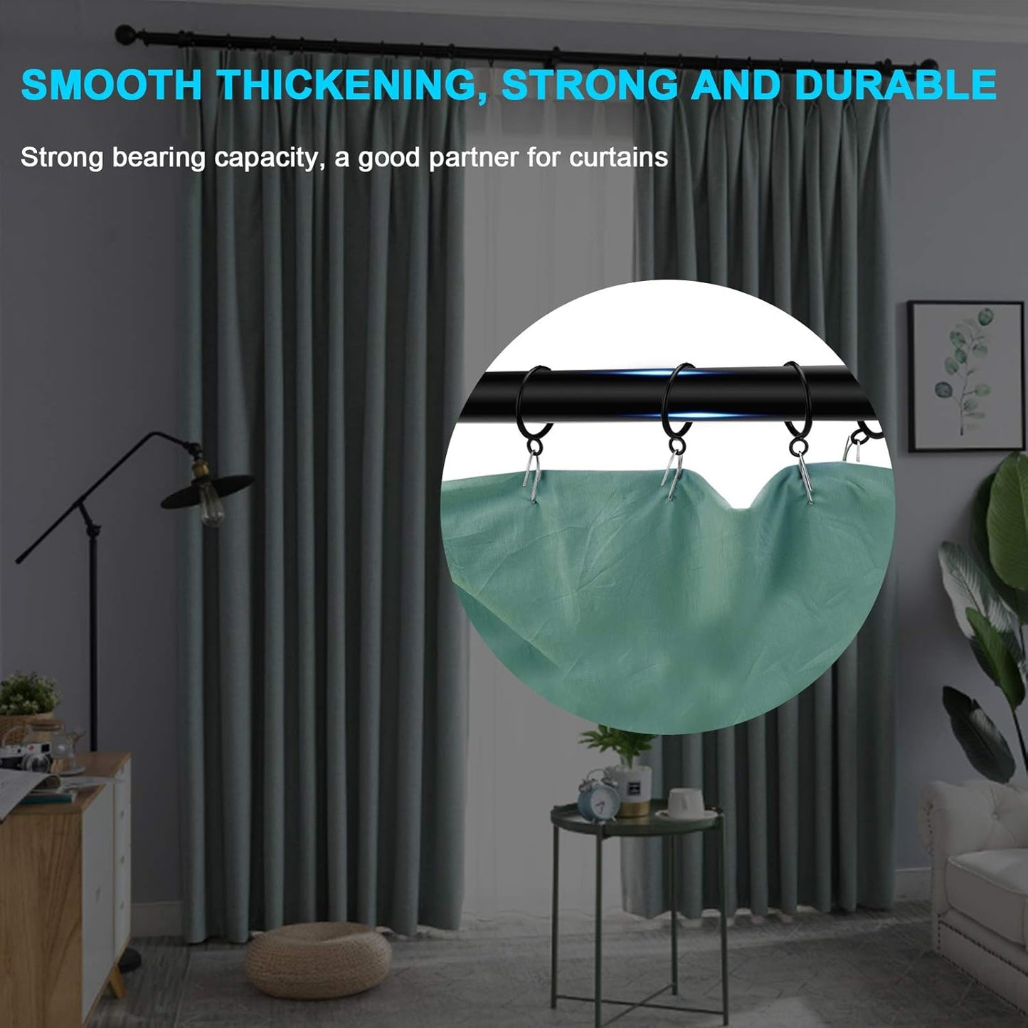 40 PCS Black Curtain Rings with Eyelet Apply for Up to 1.0 inch Curtain Rod (Black Drapery Rings)