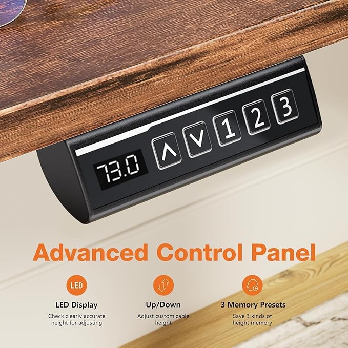 Standing Desk Adjustable Height, 55 x 24 in Electric Sit Stand up Desk for Home Office, Ergonomic Workstation Computer Desk with Two-Piece Desktop, Sit Stand Office Desk, Vintage Brown