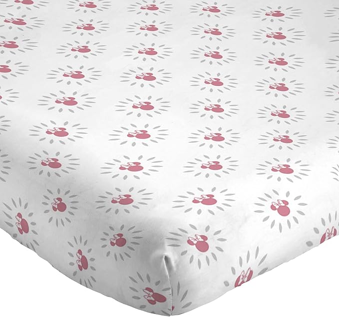 Jay Franco Kids Sheet Set with Fitted, Flat Sheets & Pillow Cover - Ultra-Soft Bedding with Pillowcase for Room Decor, White - Minnie Mouse, 3 Piece Twin