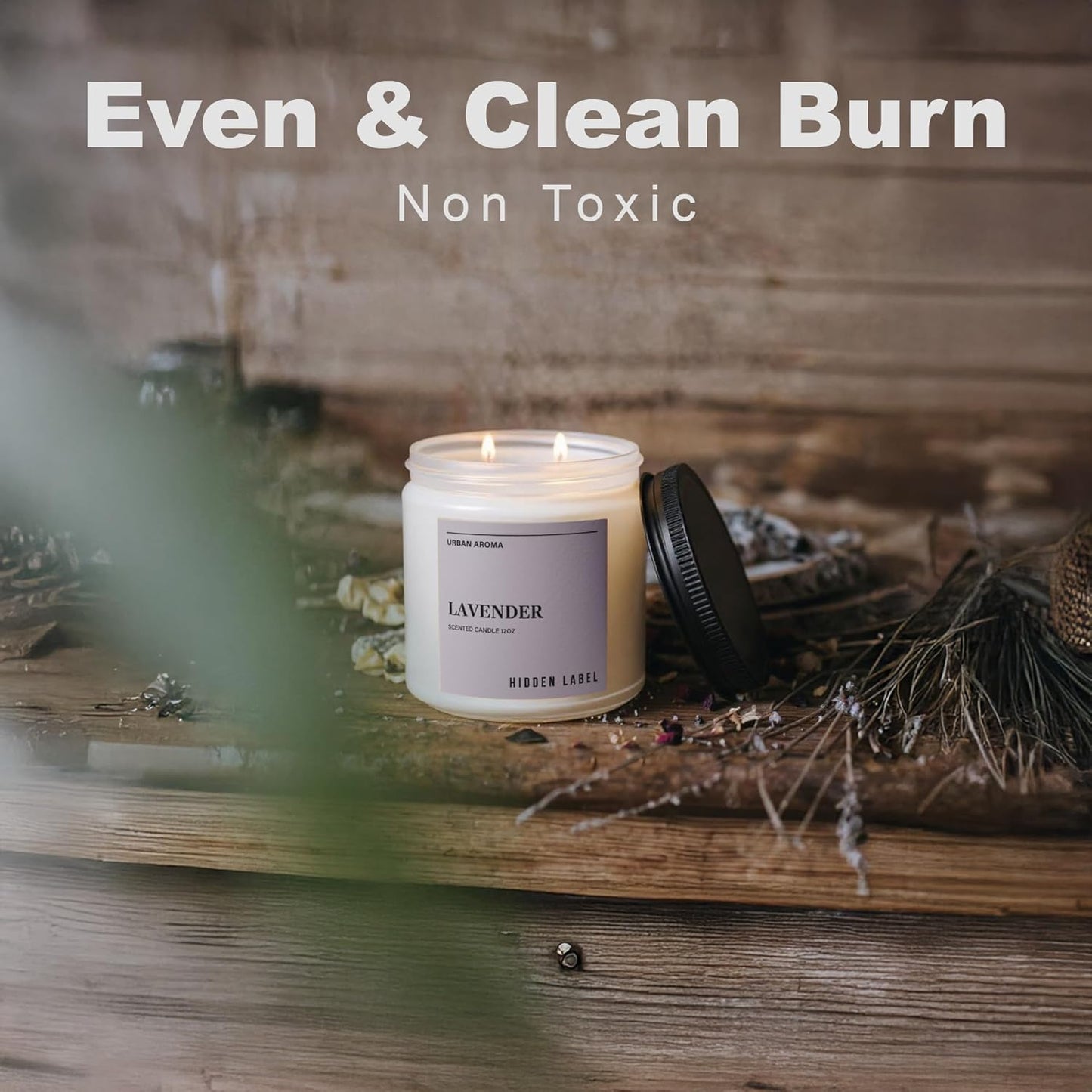 Hidden Label Lavender Scented Candle, 12oz 2 Wick Natural Candles Soy Non Toxic, Clean Burning Long Lasting Aromatherapy for Home Scented | Gifts | Décor,Premium Scents for Relaxation & Stress Relief
