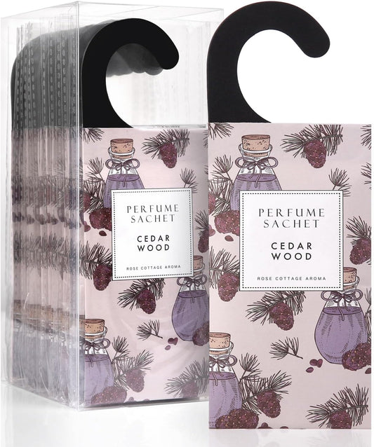 Large 12 Packs Cedar Wood Hanging Closet Deodorizer Air Freshener Long Lasting Scented Sachets Smell Goods for House