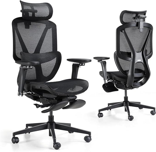 Ergonomic Office Chair, Home Office Desk Chair with Footrest,Mesh Office Chairs with Armrest,Ergonomic Chair with Big Lumbar Support