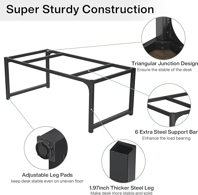 Tribesigns Modern Computer Desk, 63 x 31.5 inch Large Office Desk Computer Table Study Writing Desk Workstation for Home Office, Grey/Black