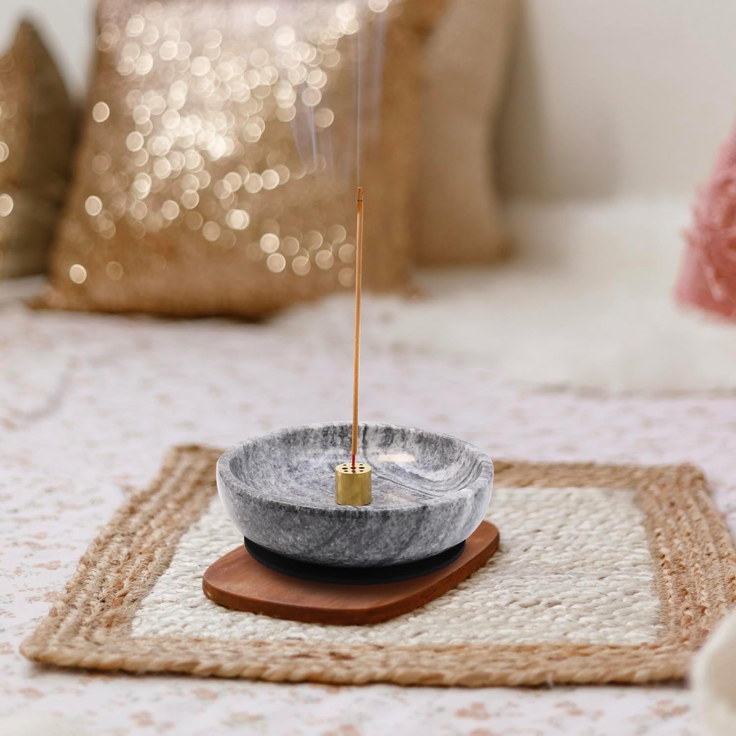 SuperLarge Handmade Natural Marble Incense Holder for Sticks and Cones-with 9 Holes, Multi-Functional Incense Burner Holder for Incense Sticks and Cones, Perfect Home Decor (5.91inch)