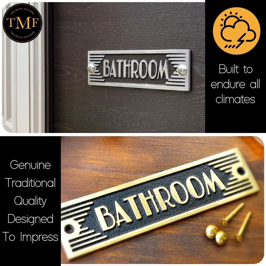 The Metal Foundry Bathroom Metal Door Sign. Art Deco Style Home Décor Accessories Door Or Wall Aluminium Plaque. Handmade In England.