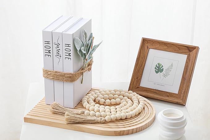 TenXVI Designs White Decorative Faux Books for Farmhouse & Living Room Decor - Coffee Table & Shelf Accent, Home Sweet Home