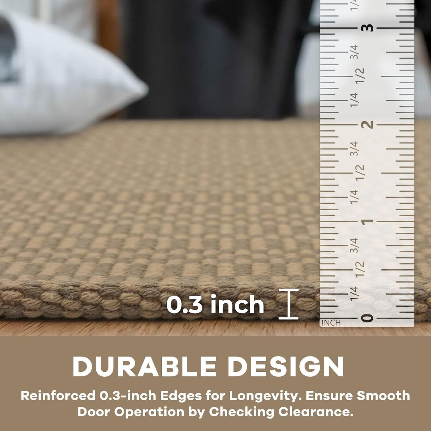 KOZYFLY Washable Entryway Rug 3x5 Ft Area Rugs Cotton Rubber Backed Throw Rugs Indoor Door Mat Kitchen Rugs Braided Floor Carpet for Front Entrance Bathroom Kitchen Living Room, Beige/Khaki