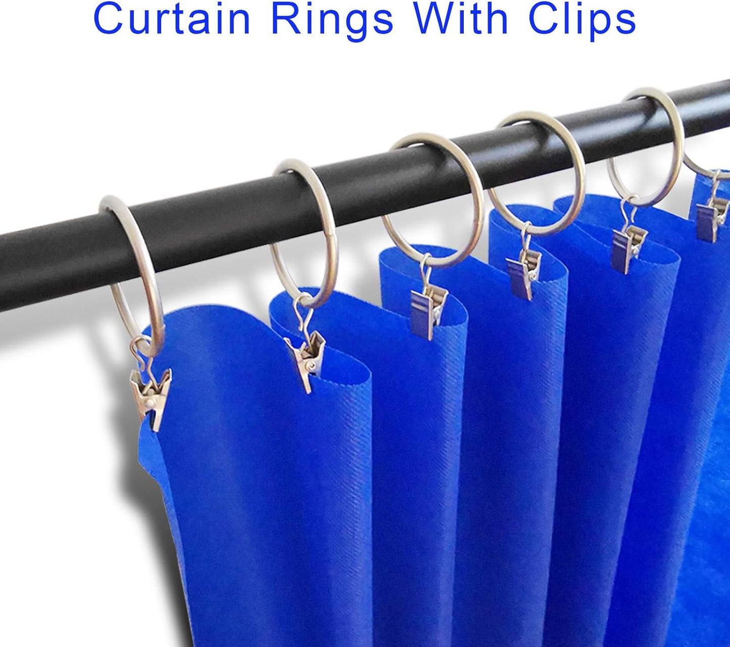 100 Pack Metal Curtain Rings with Clips, Drapery Clips Hooks, Decorative Curtain Rod Clips 1.5 in Interior Diameter, Matte Silver