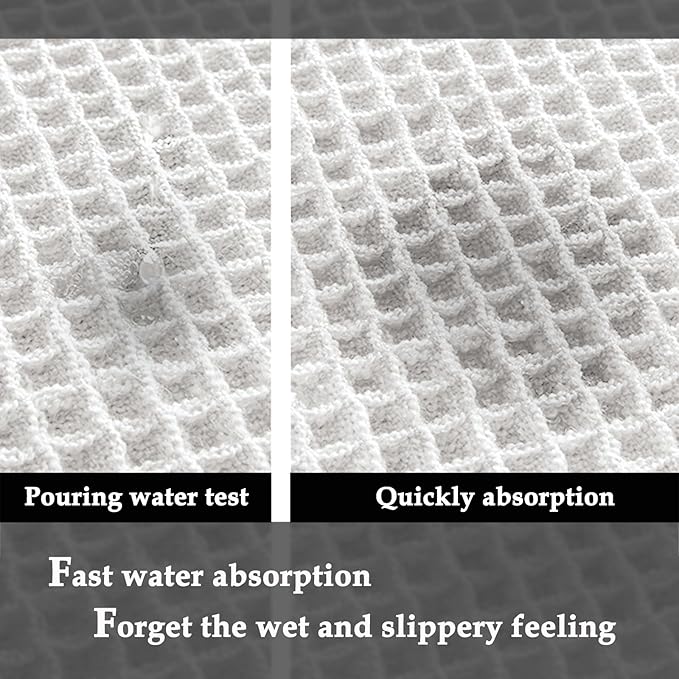 ZALL Waffle Bath Mat White Super Absorbent Non Slip Bathroom Rug 24X60inch,Machine Washable Ultra Soft Floor Mats