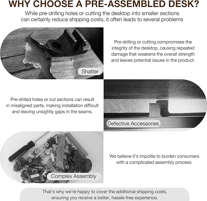 TEMI Small Computer Desk Folding Table - No Assembly, Compact 43.3" Foldable Desk with Power Outlets & USB Charging Port, Portable Small Office Desk, Ideal Mini Study Table, Charcoal Wenge