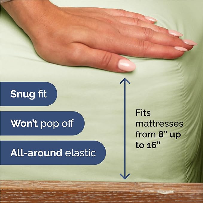 Split King Size 5 Piece Sheet Set - Comfy Breathable & Cooling Bed Sheets Set - Hotel Luxury Bedding for Women, Men, Kids, Teens, Boys & Girls - Deep Pockets and Wrinkle Free - Oeko-Tex - Light Sage