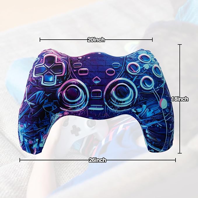 Meeting Story Game Controller Shaped Plush Throw Pillow Cushion for Boys and Girls Gamer Room Decoration for Sofa Couch/Computer Chair/Bed Gifts for Teen Boys Gaming Toy Pillow (Purple, Large)