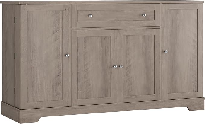 HITHOS 54" Buffet Cabinet with Storage, Modern Kitchen Buffet Sideboard with Drawer, Wood Coffee Bar Station with Adjustable Shelves, Kitchen Storage Cabinet for Living Room, Ash Grey