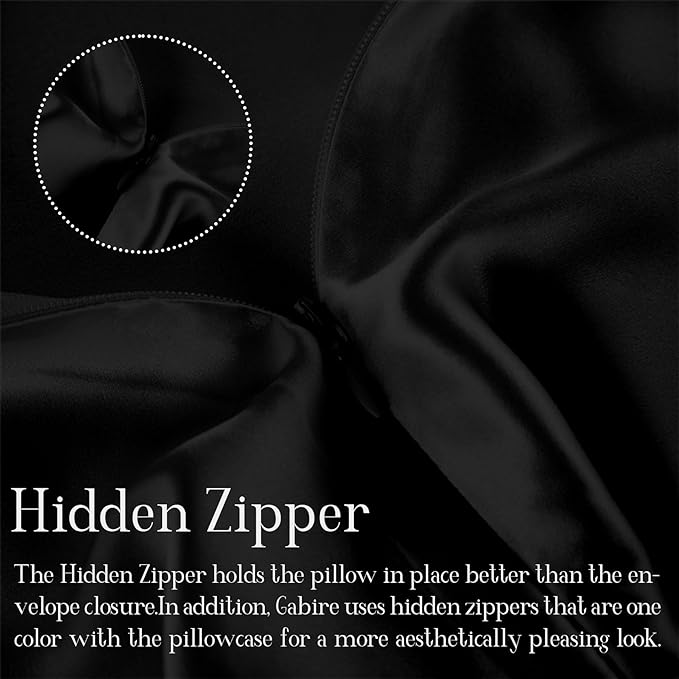 Mulberry Silk Pillow Case for Hair and Skin Prevent Acne Pillowcases Both Sides Real Silk Pillowcases Organic Silk Pillowcase with Hidden Zipper, Black, Queen (20"×30")