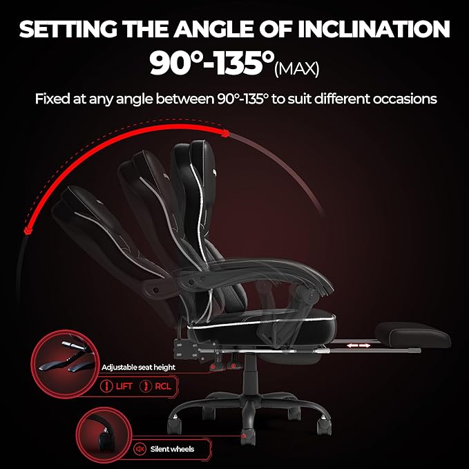 Ergonomic Office Chair with Adjustable Headrest and Footrest, High Back Computer Desk Chair with Linkage Armrests, Reclining Swivel Chair for Home Office, Executive Office Chair (Black1)