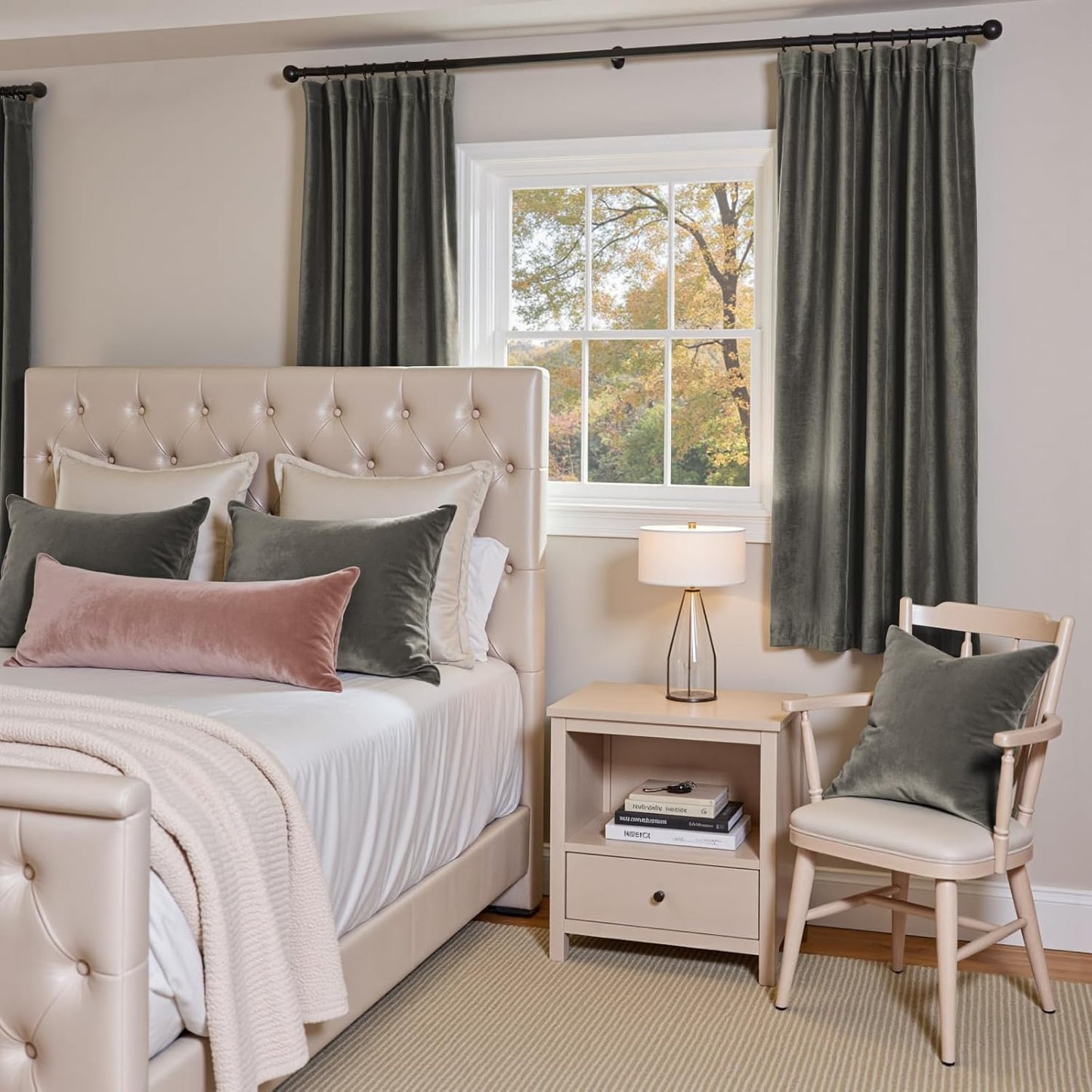 Lazzzy Velvet Grey Curtains 72 Inches Long Thermal Insulated Drapes for Bedroom Living Room Darkening Window Treatments Rod Pocket 2 Panels