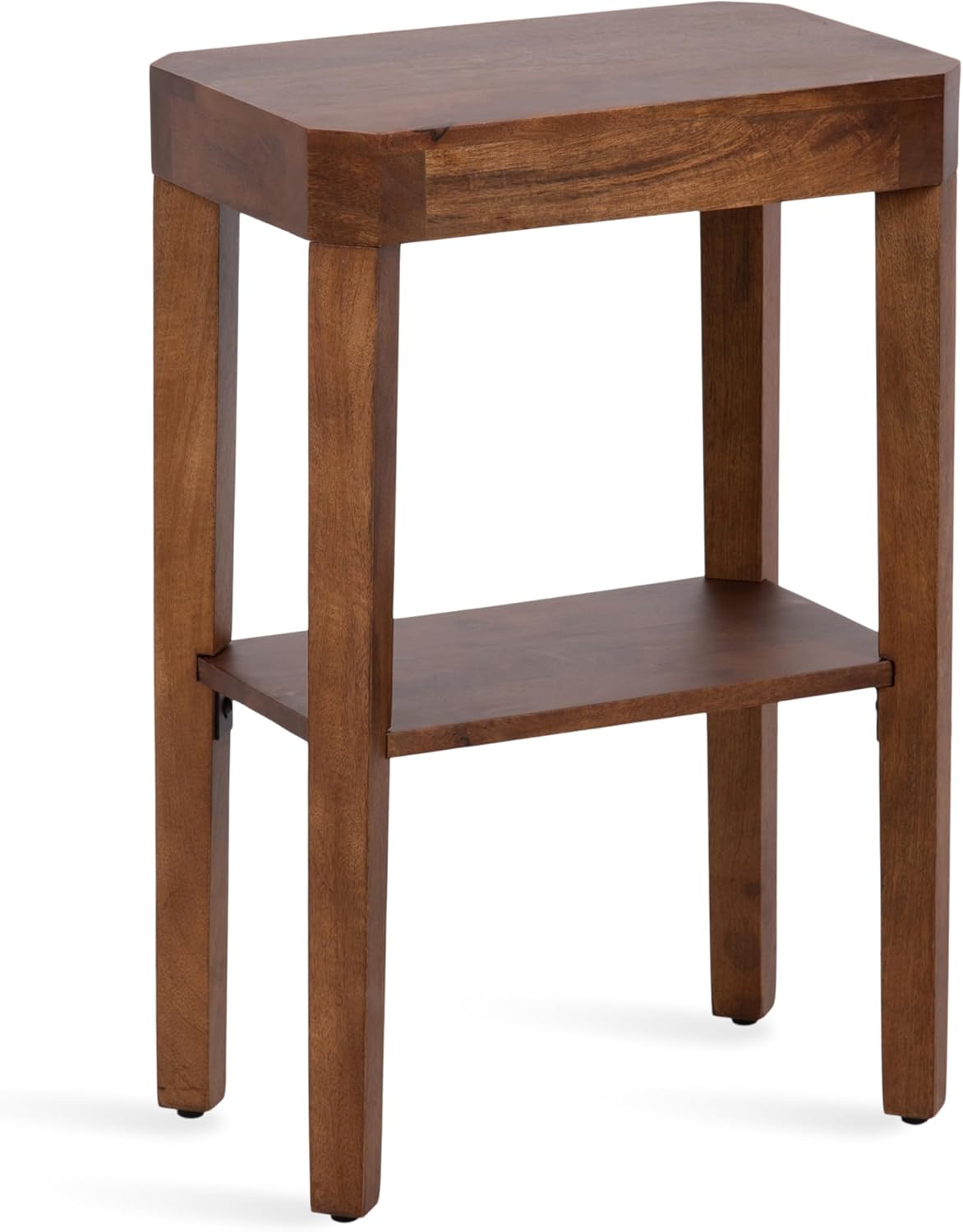 Kate and Laurel Talcott Modern Rectangle Wood Side Table, 16 x 10 x 25, Walnut Brown, Transitional Decorative Two-Tier End Table for Use as a Bedroom Nightstand or Living Room Accent
