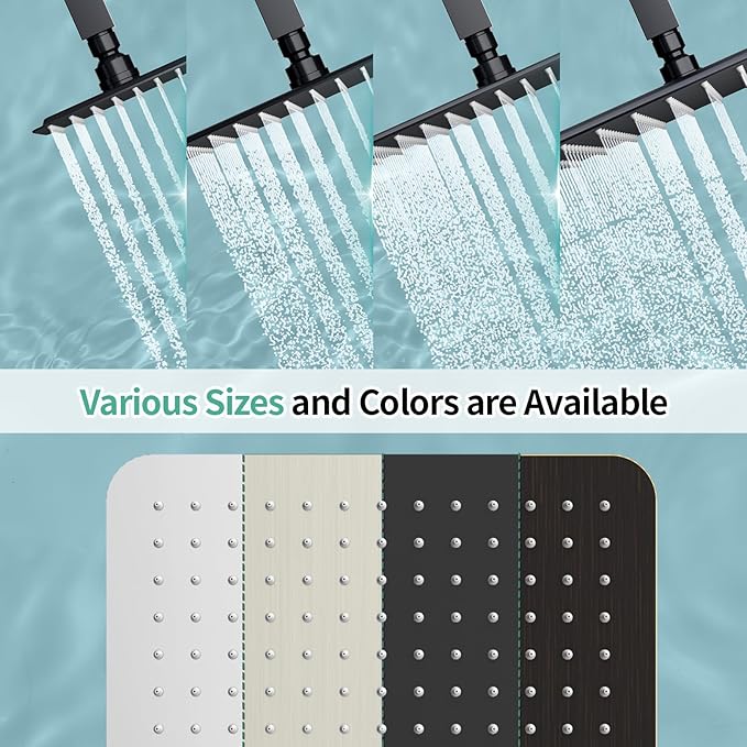 SR SUN RISE 12 Inch Rain Shower Head 304 Stailess Steel Matte Black High Pressure Rainfall Showerhead Water Saving