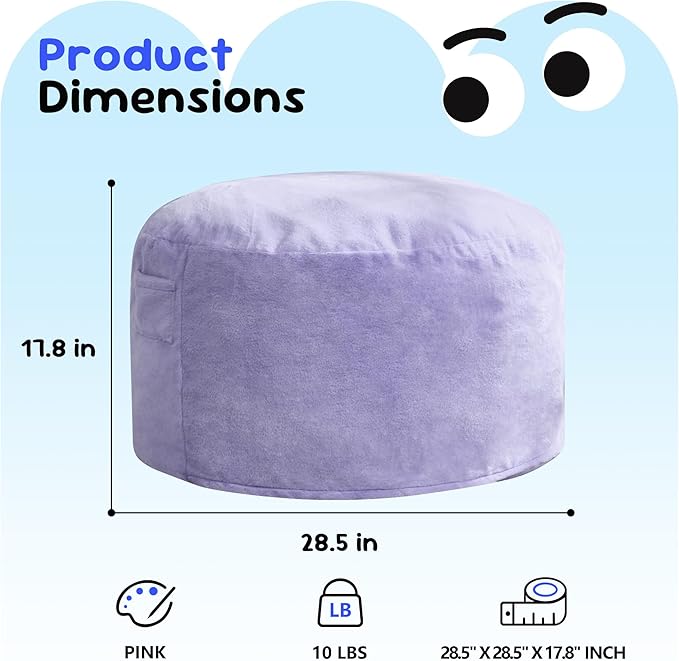 Hobestluk Bean Bag Chairs 2.5FT Bean Bag Chair with Memory Foam Filled & Plush Faux Fur Cover Small Bean Bag Chairs for Playroom, Living Room, Bedroom (Purple)