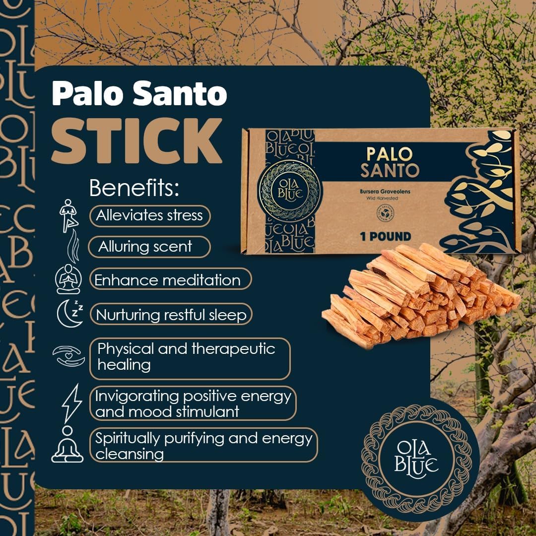 Palo Santo Smudging Sticks Bulk (1 Pound) from Peru -100% Natural Incense, Premium High Resin for Spiritual Cleansing - Substantially Hand-Picked, Ethically Wild Harvested - Sustainable Packaging