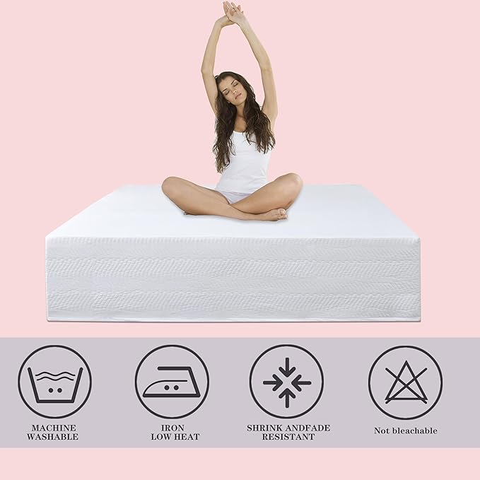 King Bed Skirt-Box Spring Cover with 14 Inch Tailored Drop,Wrinkle and Fade Resistant Hotel Wrap Around Bed Skirts,Bed Frame Cover (Wave Pattern White, King)