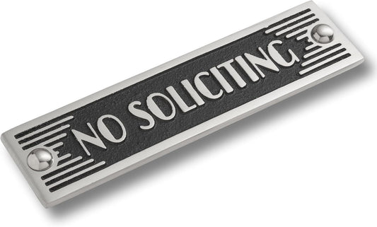 The Metal Foundry No Soliciting Metal Door Sign. Art Deco Style Home Décor Accessories Door Or Wall Aluminium Plaque. Handmade In England.