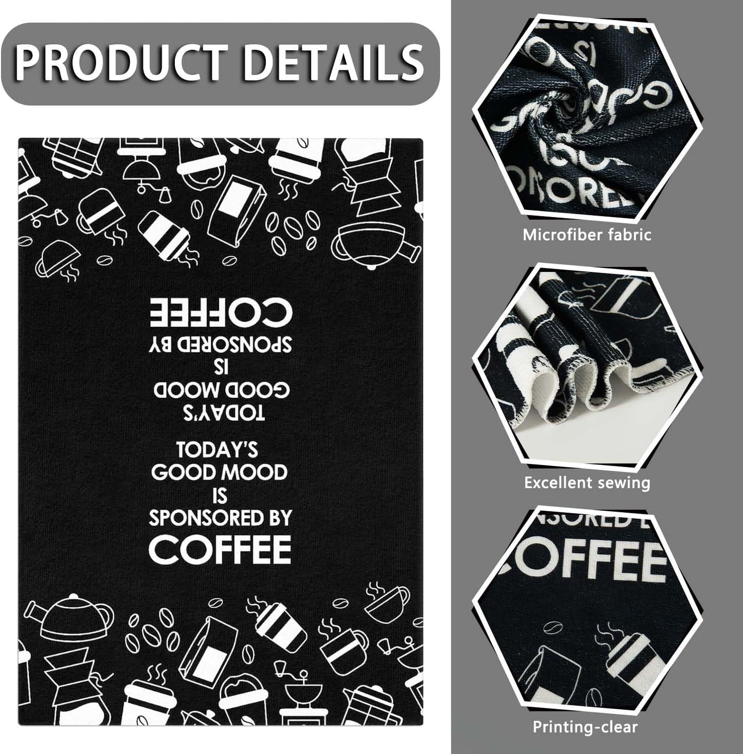 Kitchen Towels Dish Towels for Fitchen Decorative Coffee Towels for Coffee Bar Kitchen Hand Towels Decorative 2 Pcs of 18×26 Inch