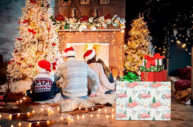 CLOCOR Rectangular Storage Basket Empty,Gift Basket,Waterproof Storage Bin with Handles,Room Decor(Christmas Gift Car)