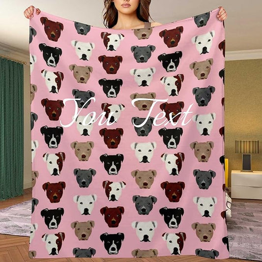 Throw Blanket for Teens Boys Girls and Adults Soft Warm Cozy Funny Midweight Food Flannel Blankets for Couch Sofa Bed Camping Travel Home Decor 50" X 60" (Dog, Custom)
