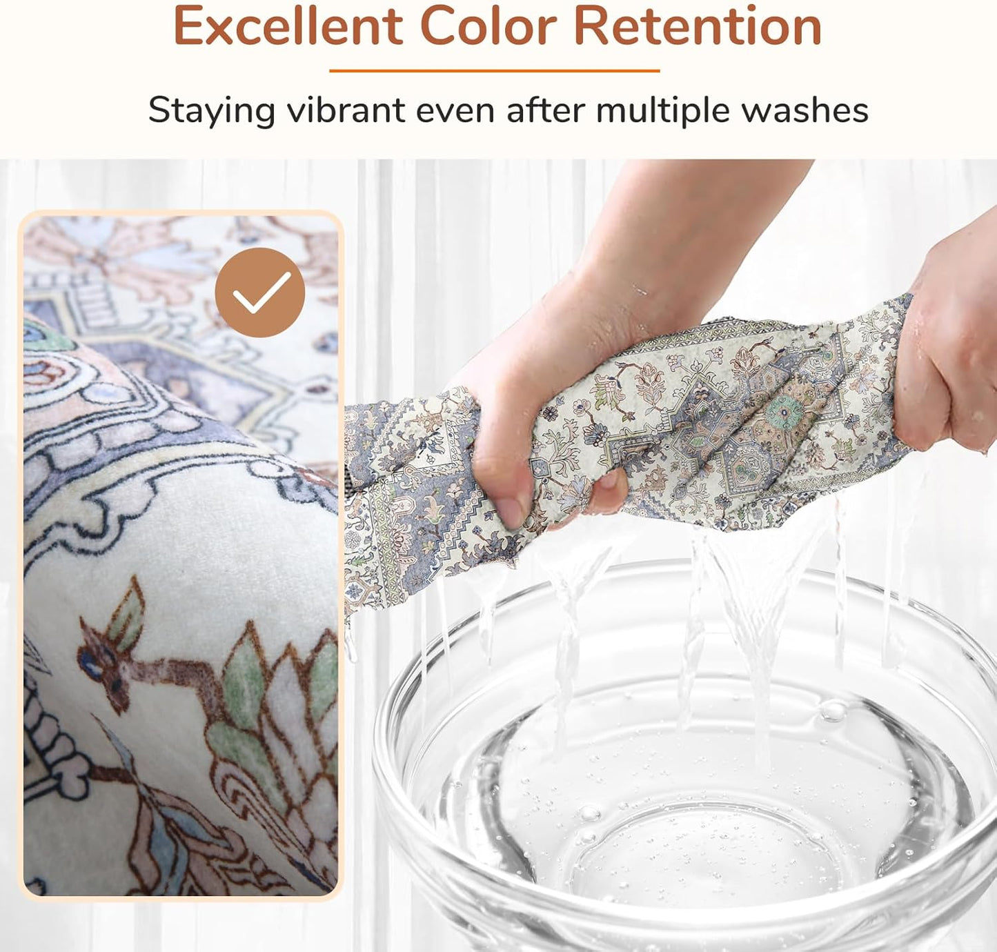 OPPODREAM Soft Area Rugs 3x5, Washable Rugs with Non Slip Backing, Low-Pile Throw 3x5 Carpet, Faux Cashmere 3 x 5 Carpet, Purple & Green & Cream