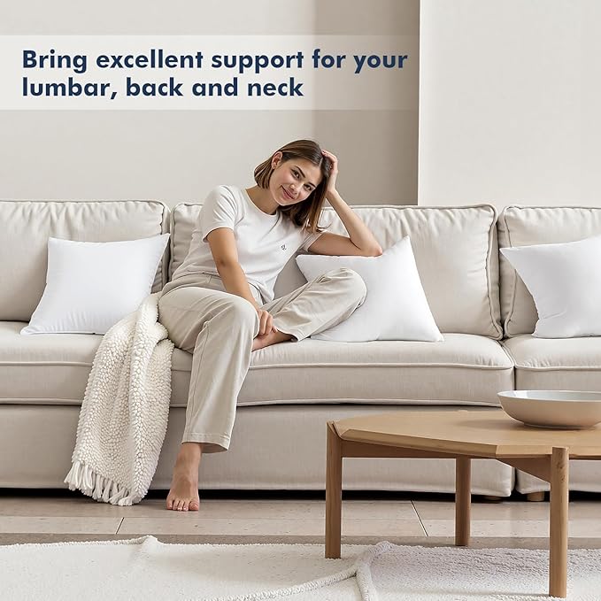 MIULEE Throw Pillows Inserts, Pack of 4 12x20 Inch 100% Virgin Fiber Filling Bed Couch Pillows