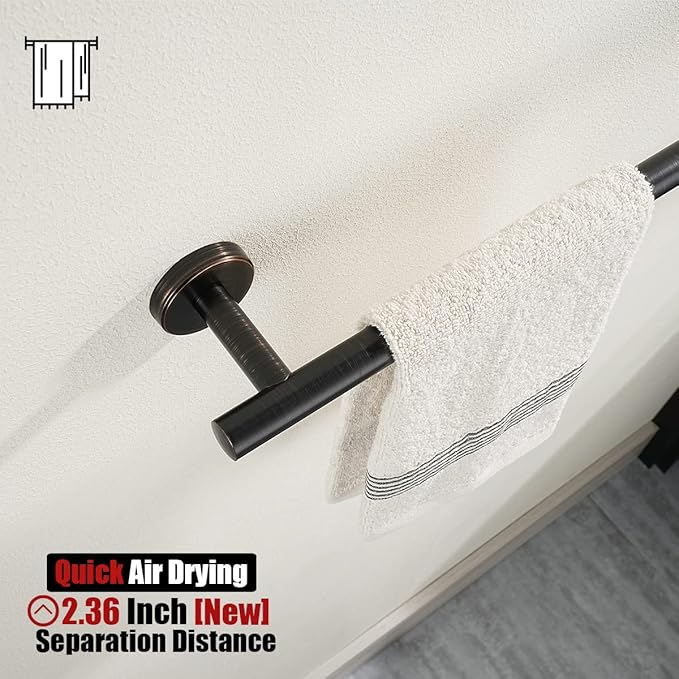 JQK Oil Rubbed Bronze Towel Bar, 12 Inch 304 Stainless Steel Thicken 0.8mm Towel Rack Bathroom, Towel Holder Wall Mount, Useable Length 9 Inch, TB110L9-ORB