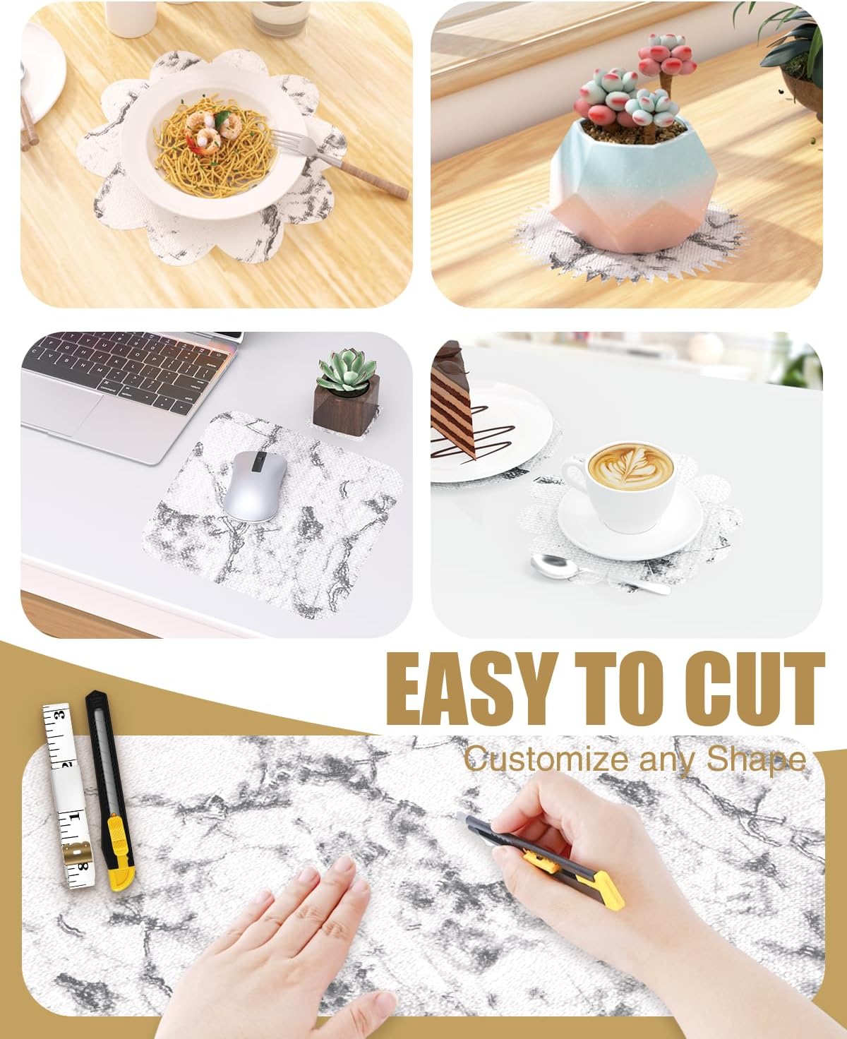 Drawer and Shelf Liner, Non-Adhesive Kitchen Cabinet Liners, Non Slip Shelf Paper Waterproof Washable Thickened for Dresser Pantry Shelve Bathroom Protector