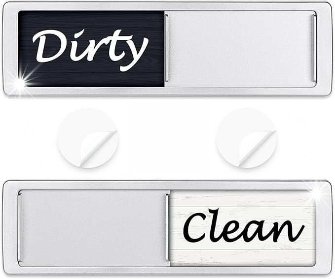 Dishwasher Magnet Clean Dirty Sign Shutter Only Changes When You Push It Non-Scratching Strong Magnet or Adhesive Options Indicator Tells Whether Dishes are Clean or Dirty (Wood White/Black)
