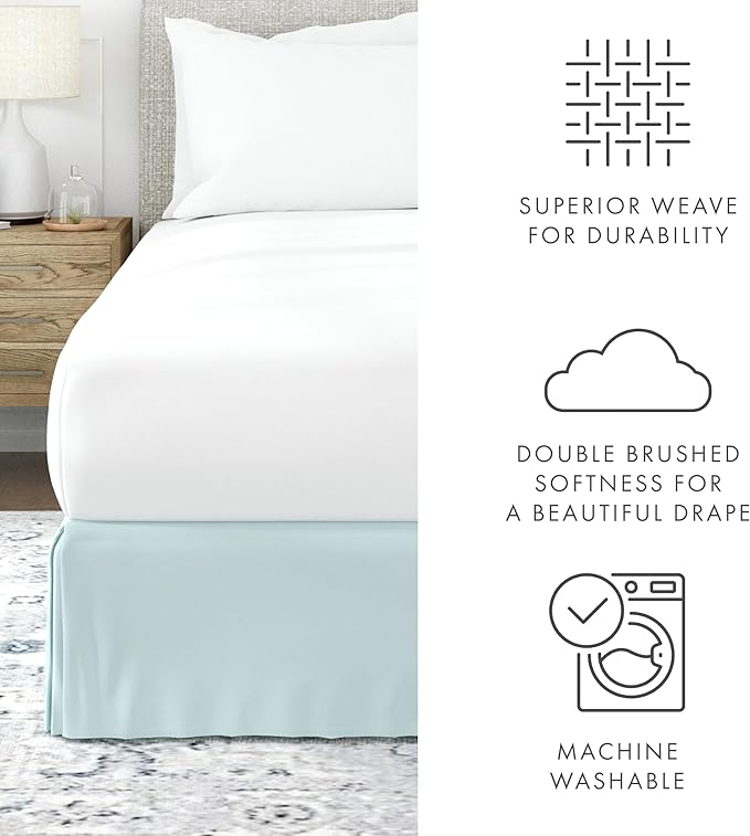 Linen Market Bed Skirt - Ultra Soft Microfiber - Easy Fit with 14 Inch Tailored Drop - Hotel Quality, Shrinkage & Fade Resistant - Bed Cover - Full Size Bed Skirts - Bedroom Décor - (Full, Aqua)