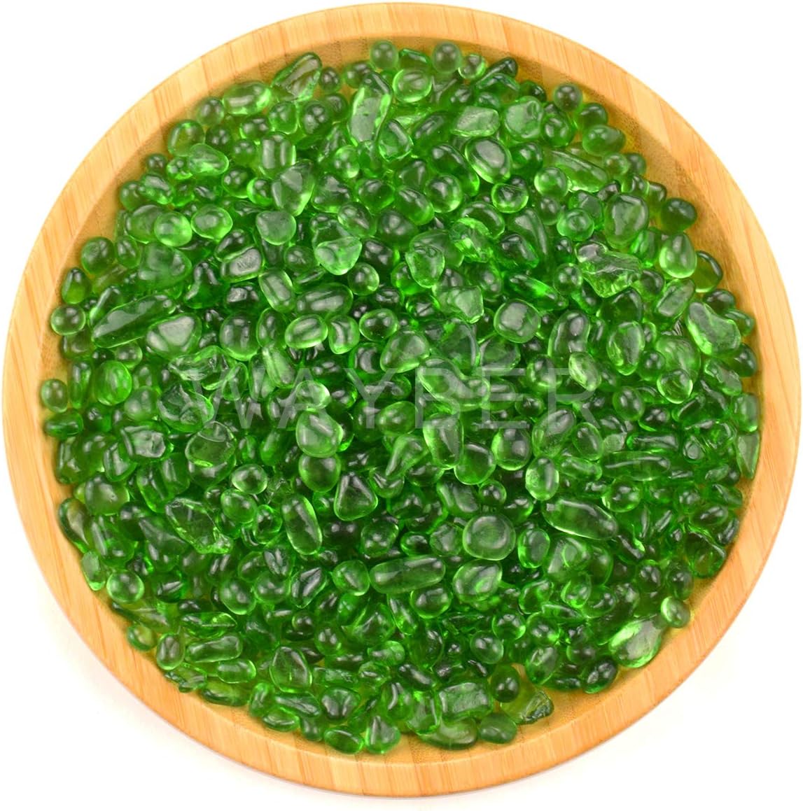 WAYBER Glass Stones, 1Lb/460g Irregular Sea Glass Pebbles Non-Toxic Artificial Gemstones for Vase Filler/Handmade Gift/Terrarium Flowerpot Aquarium Turtle Tank Decoration, Green