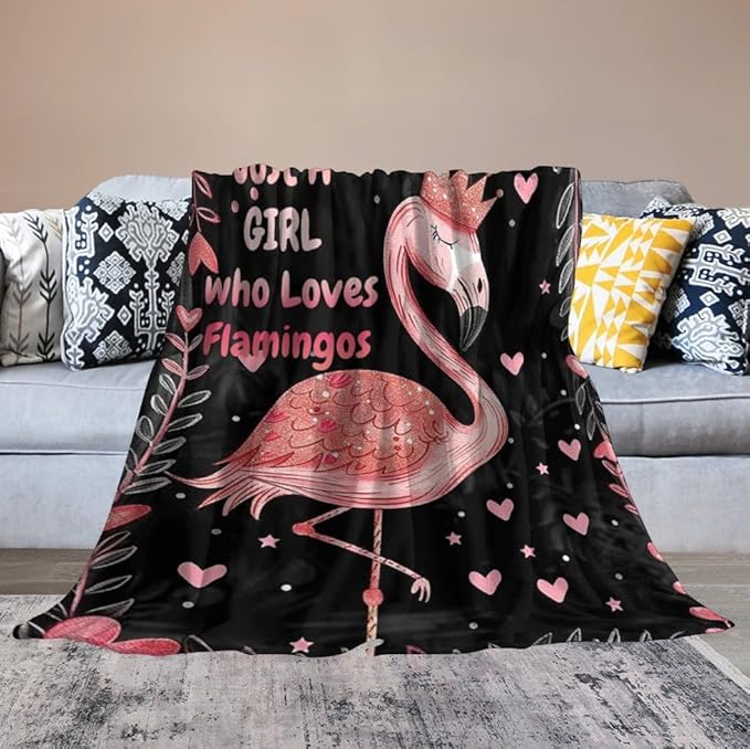 Throw Blanket for Teens Boys Girls and Adults Soft Warm Cozy Funny Midweight Food Flannel Blankets for Couch Sofa Bed Camping Travel Home Decor 50" X 60" (Flamingo, 50x60 inch)