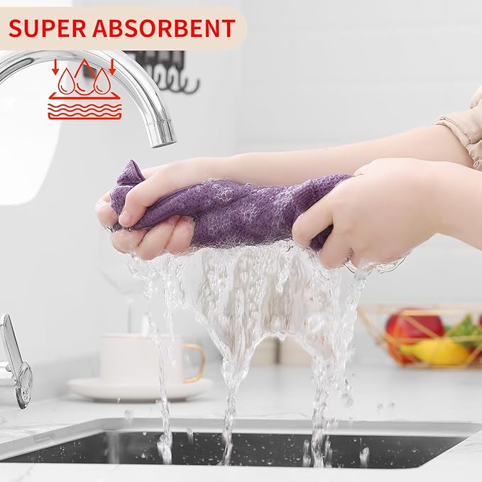 Homaxy 100% Cotton Waffle Weave Kitchen Dish Towels, Ultra Soft Absorbent Quick Drying Cleaning Towel, 13 x 28 Inches, 4-Pack, Lavender