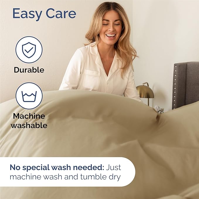 Split King Size 5 Piece Sheet Set - Comfy Breathable & Cooling Bed Sheets Set - Hotel Luxury Bedding for Women, Men, Kids, Teens, Boys & Girls - Deep Pockets, Soft and Wrinkle Free - Oeko-Tex - Beige