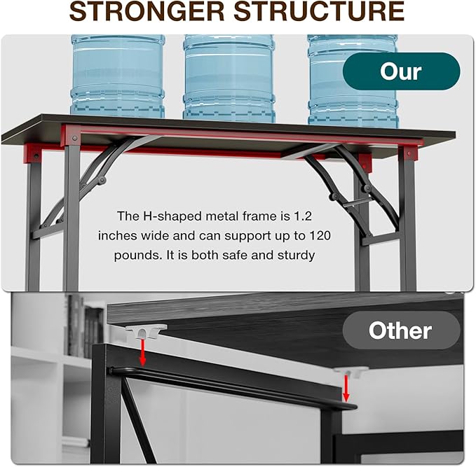 TEMI Small Computer Desk Folding Table - No Assembly, Compact 43.3" Foldable Desk with Power Outlets & USB Charging Port, Portable Small Office Desk, Ideal Mini Study Table, Charcoal Wenge