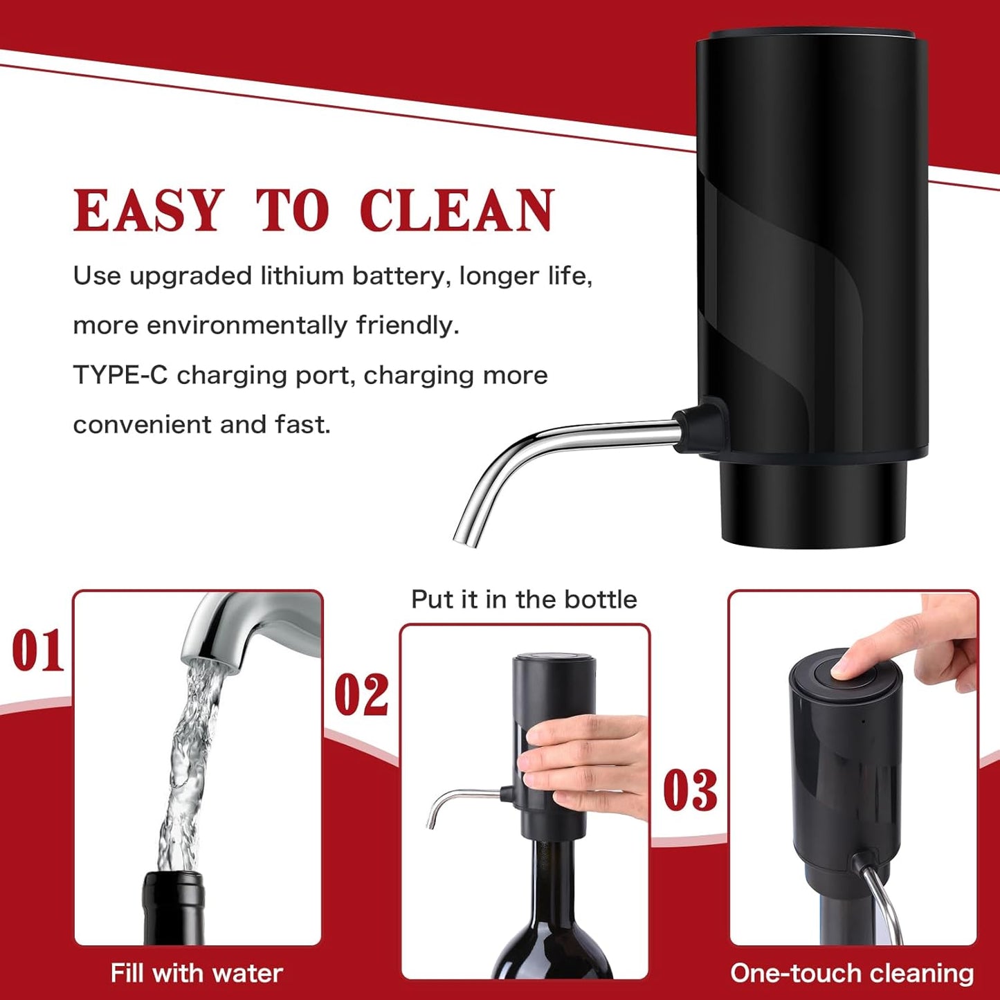 Electric Wine Aerator Pourer with USB Rechargeable, Automatic Wine Bottle Dispenser Machine and Multi-Smart Wine Decanter, Perfect Wine Gifts for Wine Lovers