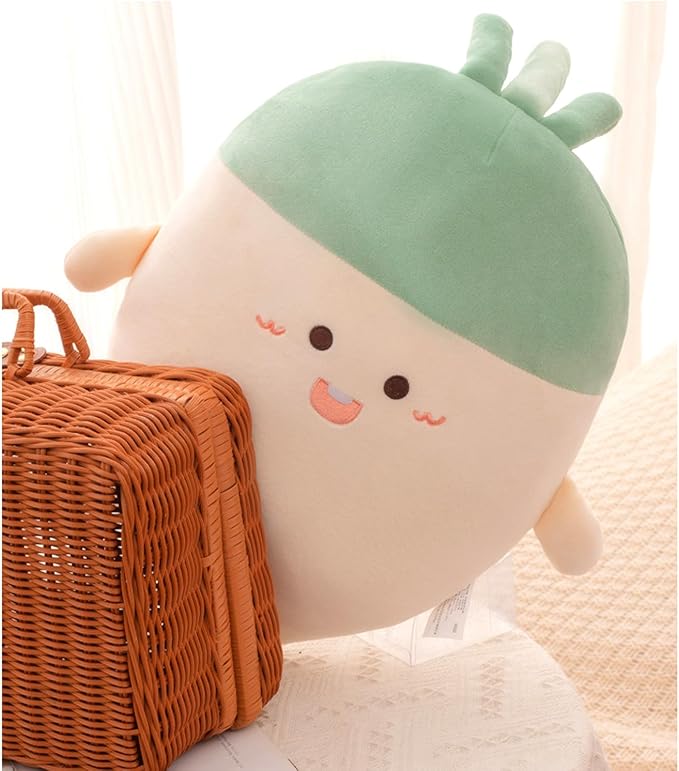 White Radish Throw Pillows Decorative Cute Soft Vegetable Hugging Pillow Stuffed Food Soft Plush Cushion Décor for Birthdays Gifts Home Decor (White)