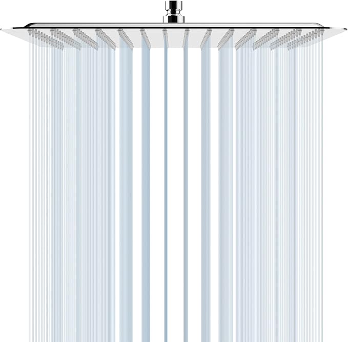 SR SUN RISE 16 Inch Rain Shower Head, High Pressure Rainfall Showerhead Large Waterfall Shower Head Ultra Thin Water Saving, Polished Chrome 304 Stainless Steel
