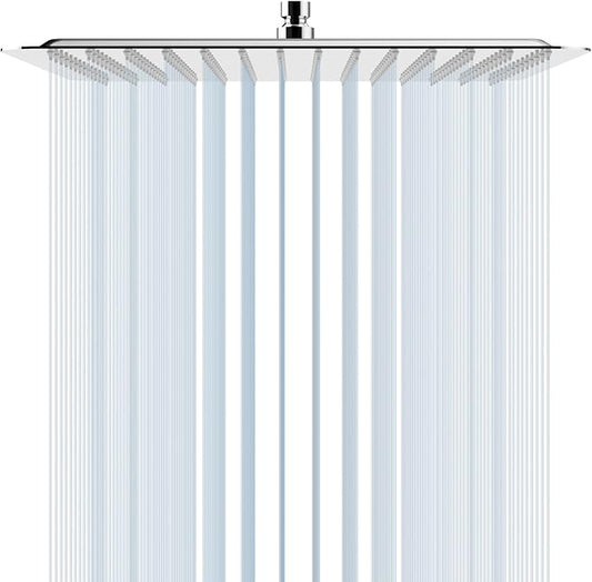 SR SUN RISE 16 Inch Rain Shower Head, High Pressure Rainfall Showerhead Large Waterfall Shower Head Ultra Thin Water Saving, Polished Chrome 304 Stainless Steel